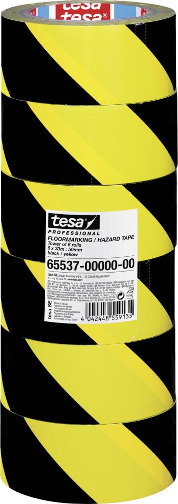 tesa  65537-00000-00 značiace páska tesa® Professional čierna, žltá (d x š) 33 m x 50 mm 6 ks