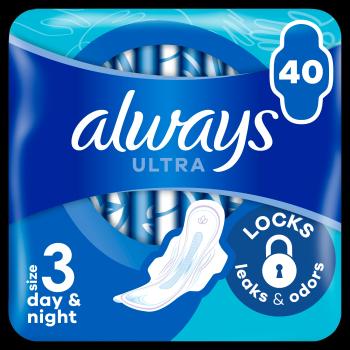 ALWAYS Ultra Day & Night hygienické vložky (veľ. 3) s krídelkami 40 ks