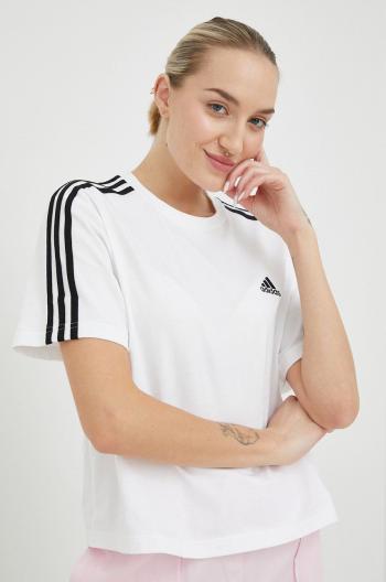 Bavlnené tričko adidas biela farba