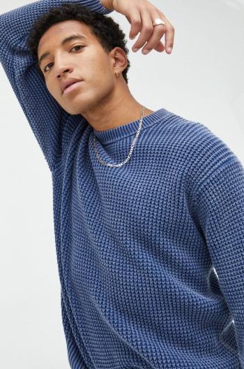 Bavlnený sveter Abercrombie & Fitch pánsky, tmavomodrá farba, tenký,