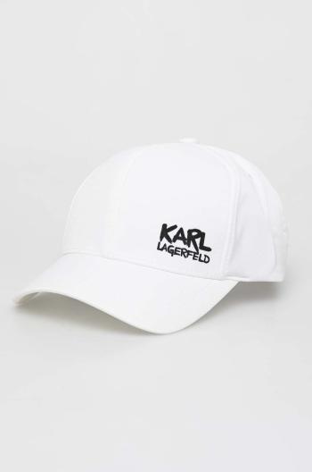 Šiltovka Karl Lagerfeld biela farba, s potlačou