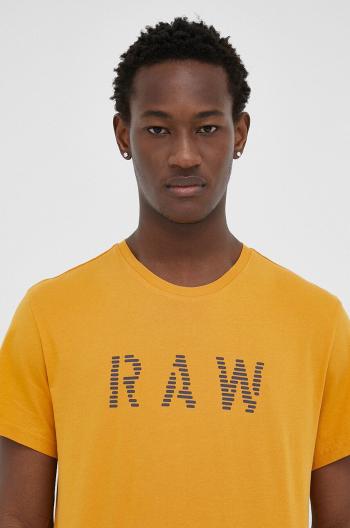 Bavlnené tričko G-Star Raw žltá farba, s potlačou