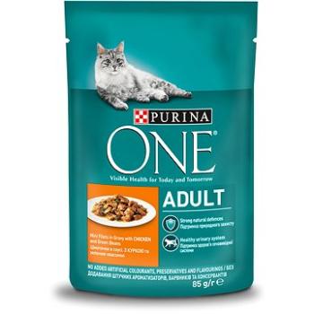 Purina ONE Adult mini filetky s kuraťom a zelenými fazuľkami v šťave 85 g (7613038255743)