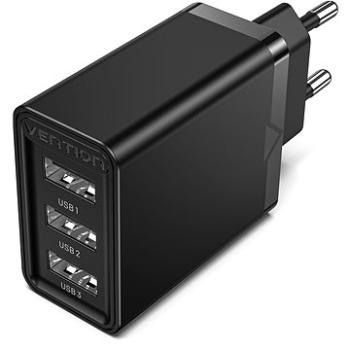 Vention 3-port USB Wall Charger (12 W/12 W/12 W) Black (FEAB0-EU)