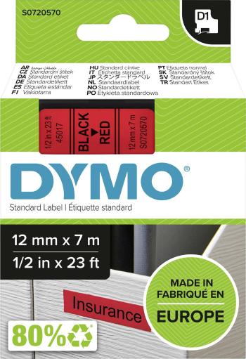 páska do štítkovača  DYMO D1 45017  Farba pásky: červená Farba písma:čierna 12 mm 7 m