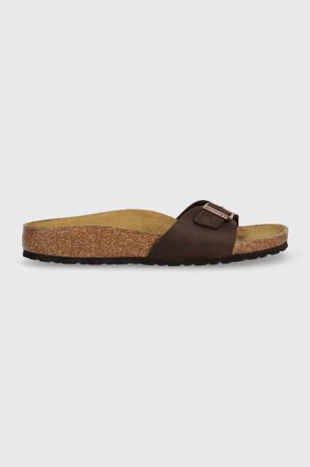 Kožené šľapky Birkenstock Madrid dámske, hnedá farba, 1014615