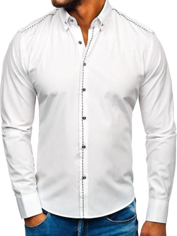 Biela pánska elegantá košeľa s dlhými rukávmi BOLF 6920