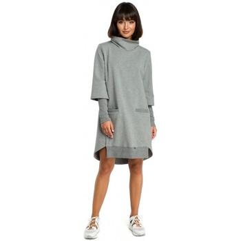 Be  Šaty B089 Asymetrické šaty s výstrihom - sivé  viacfarebny