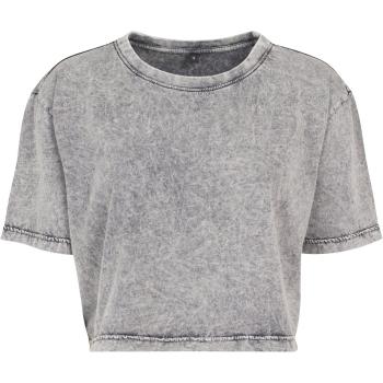 Build Your Brand Dámske crop top tričko Acid Washed - Šedá / čierna | L