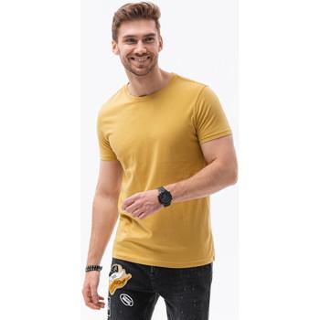 Ombre  Tričká s krátkym rukávom Pánske tričko bez potlače - žltá S1370  viacfarebny