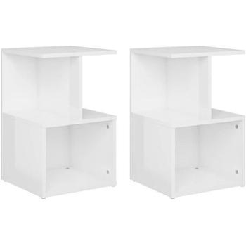 SHUMEE Nočné stolíky 2 ks biele vysoký lesk 35 × 35 × 55 cm drevotrieska, 806359