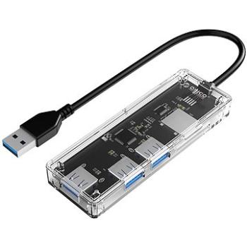 Orico USB-A Hub 4× USB 3.0 Transparent thin, TF/SD reader (TA2U3-3ATS-CR-BP-CZ)