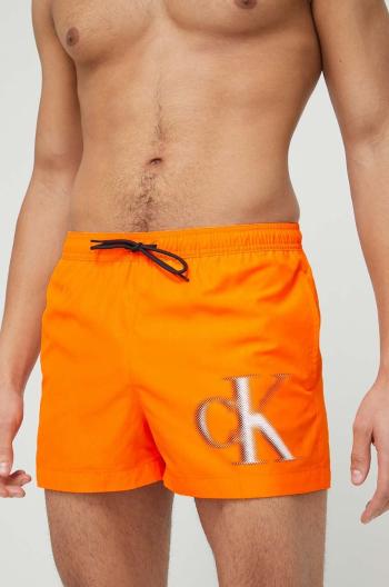 Plavkové šortky Calvin Klein oranžová farba