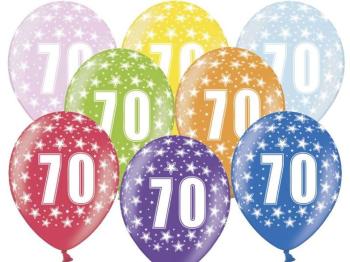 Silné balóny 30 cm metalický mix - narodeniny č. 70 - PartyDeco