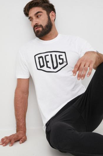 Bavlnené tričko Deus Ex Machina biela farba, s potlačou
