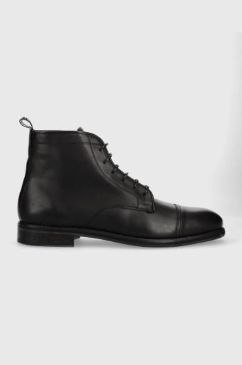 Kožené topánky AllSaints Harland pánske, čierna farba