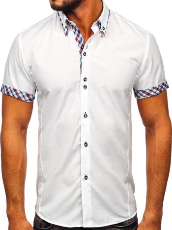 Biela pánska košeľa s krátkymi rukávmi Bolf 6540