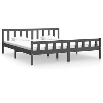 Rám postele sivý masívne drevo 180 × 200 cm Super King, 810696