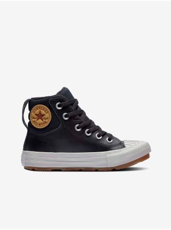 Čierne chlapčenské členkové kožené tenisky Converse Chuck Taylor All Star Berkshire Boot Leather