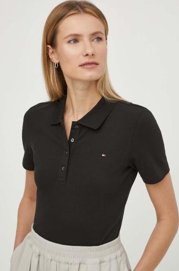 Polo tričko Tommy Hilfiger dámsky,čierna farba,WW0WW42047