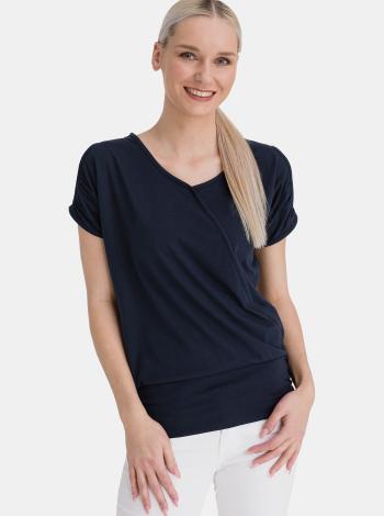 Tmavomodré dámske dlhé tričko s priestrihmi na rukávoch SAM 73