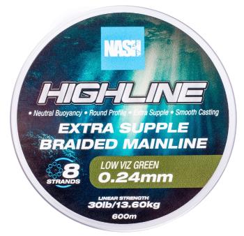 Nash splietaná šnúra highline extra supple braid green 600 m - 0,24 mm 13,6 kg