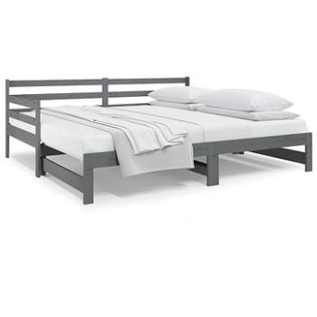 Výsuvná posteľ sivá 2× (90 × 190) cm masívna borovica, 814661