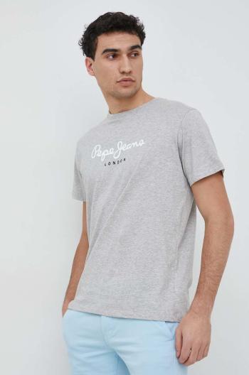 Bavlnené tričko Pepe Jeans Eggo šedá farba, s potlačou
