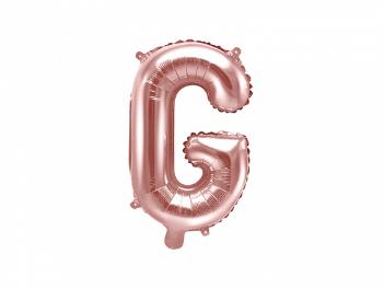 PartyDeco Fóliový balón Mini - Písmeno G 35 cm ružovo-zlatý