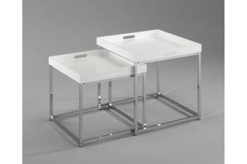 LuxD Set odkladacích stolíkov s táckou Factor, biely, 2 ks