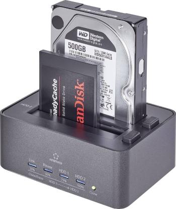 Renkforce rf-docking-08 USB 3.2 Gen 1 (USB 3.0) SATA 2 porty dokovacia stanica pre pevný disk s funkciou klonovania, s f