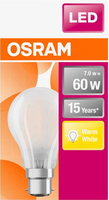 OSRAM 4058075114920 LED  En.trieda 2021 E (A - G) B22d klasická žiarovka 6.5 W teplá biela (Ø x d) 60.0 mm x 104.0 mm  1