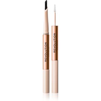 Makeup Revolution Fluffy Brow Filter Duo obojstranná ceruzka na obočie pre fixáciu a tvar odtieň Dark Brown 0.12 g