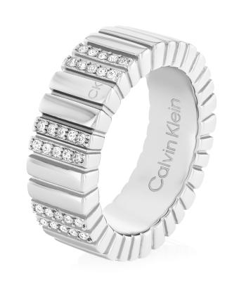 Calvin Klein Módny oceľový prsteň s kryštálmi Minimalistic Metal 35000440 52 mm