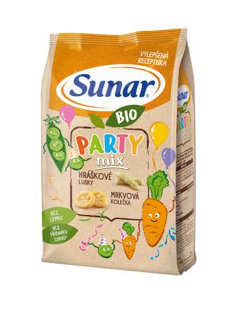 Sunar BIO Chrumky Party mix hráškové struky a mrkvové kolieska od ukonč. 12. mesiaca 45 g,SUNAR BIO Chrumky Party mix 45 g