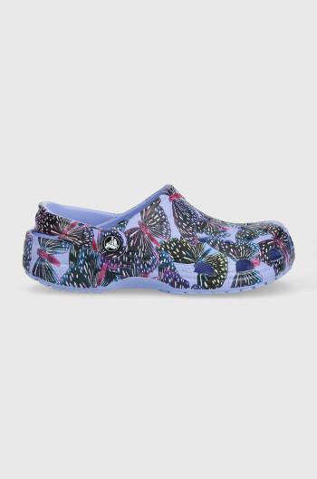 Šľapky Crocs Classic Butterfly Clog dámske, fialová farba, na platforme, 208257