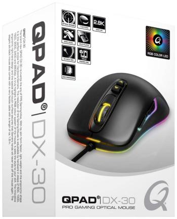 QPAD DX30 herná myš USB optická čierna, RGB 7 null 500 dpi, 1000 dpi, 1500 dpi, 2000 dpi, 2400 dpi, 2800 dpi podsvieteni