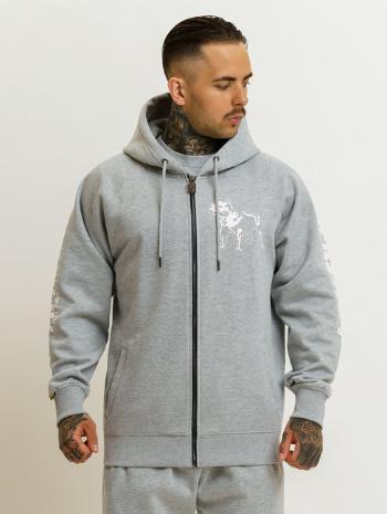 Amstaff Logo 2.0 Ziphoodie - grau/weiß - M