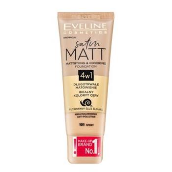 Eveline Satin Matt Mattifying & Covering Foundation 4in1 101 Ivory tekutý make-up so zmatňujúcim účinkom 30 ml