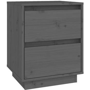SHUMEE Nočný stolík sivý 40 × 35 × 50 cm masívne borovicové drevo, 813319