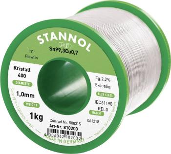 Stannol Flowtin TC spájkovací cín bez olova cievka Sn99,3Cu0,7 1000 g 1 mm
