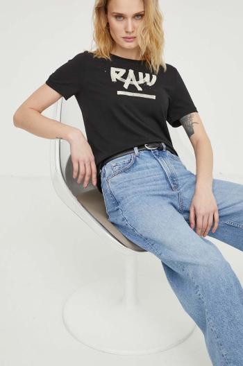 Bavlnené tričko G-Star Raw dámsky, čierna farba