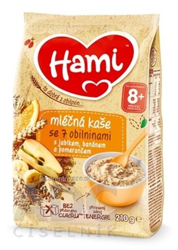 Hami mliečna kaša so 7 obilninami s jablkom, banánom a pomarančom (od ukonč. 8. mesiaca) 1x210 g