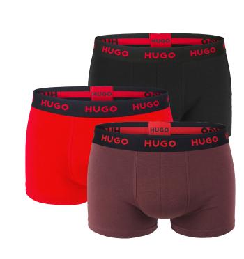HUGO - boxerky 3PACK cotton stretch black, red, burgundy combo - limitovaná fashion edícia (HUGO BOSS)-XL (99-107 cm)
