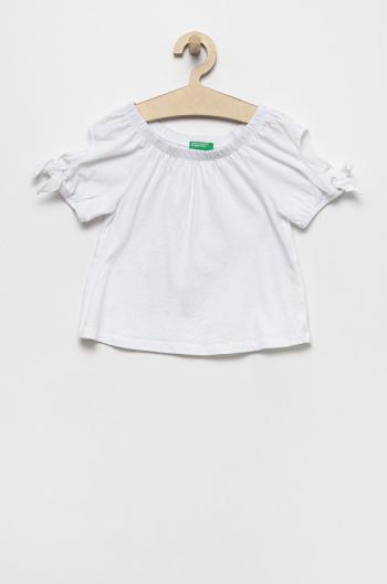 Detské tričko United Colors of Benetton biela farba, jednofarebná