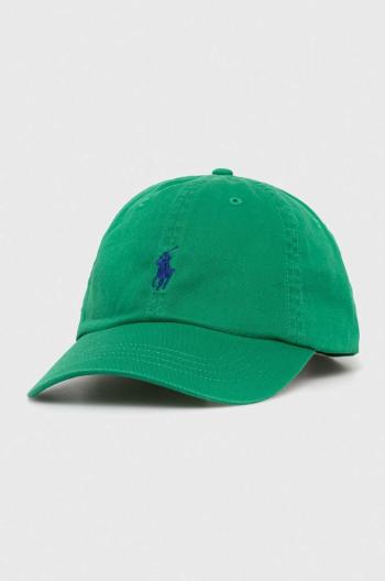 Bavlnená šiltovka Polo Ralph Lauren zelená farba, jednofarebná