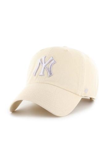 Bavlnená šiltovka 47brand MLB New York Yankees béžová farba, s nášivkou