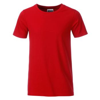 James & Nicholson Klasické chlapčenské tričko z biobavlny 8008B - Červená | XS