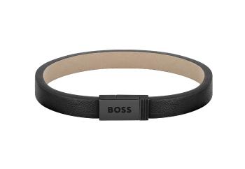 Hugo Boss Moderný čierny kožený náramok Jace 1580337 17,5 cm