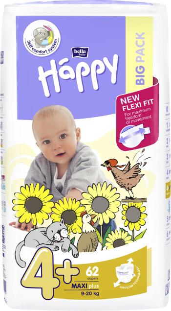 BELLA HAPPY Plienky jednorazové 4+ Maxi+ (9-20 kg) 62 ks - BIG PACK